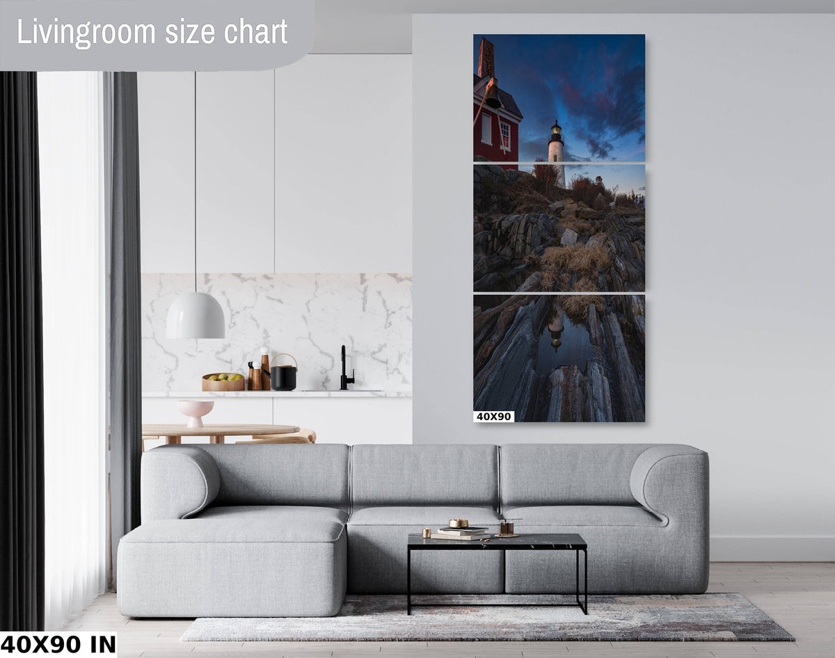 Pemaquid Point Lighthouse Print, Maine Coastal Canvas Wall Art